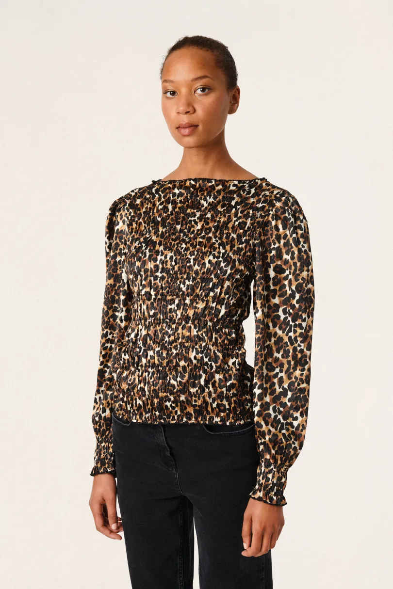 Online Soaked in Luxury SLMarge Bluse BeigeLeopard