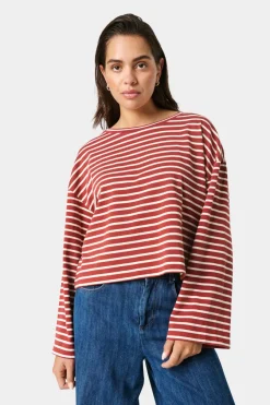 Soaked in Luxury SLNeo T-shirt RussetBrownandWhiteStripe