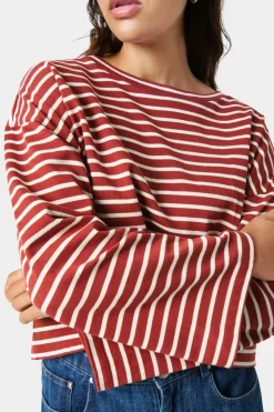 Soaked in Luxury SLNeo T-shirt RussetBrownandWhiteStripe