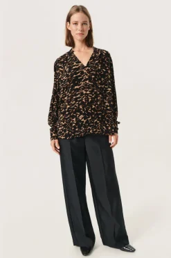 New Soaked in Luxury SLZaya Bluse Tiger´sEyeLeafPrint