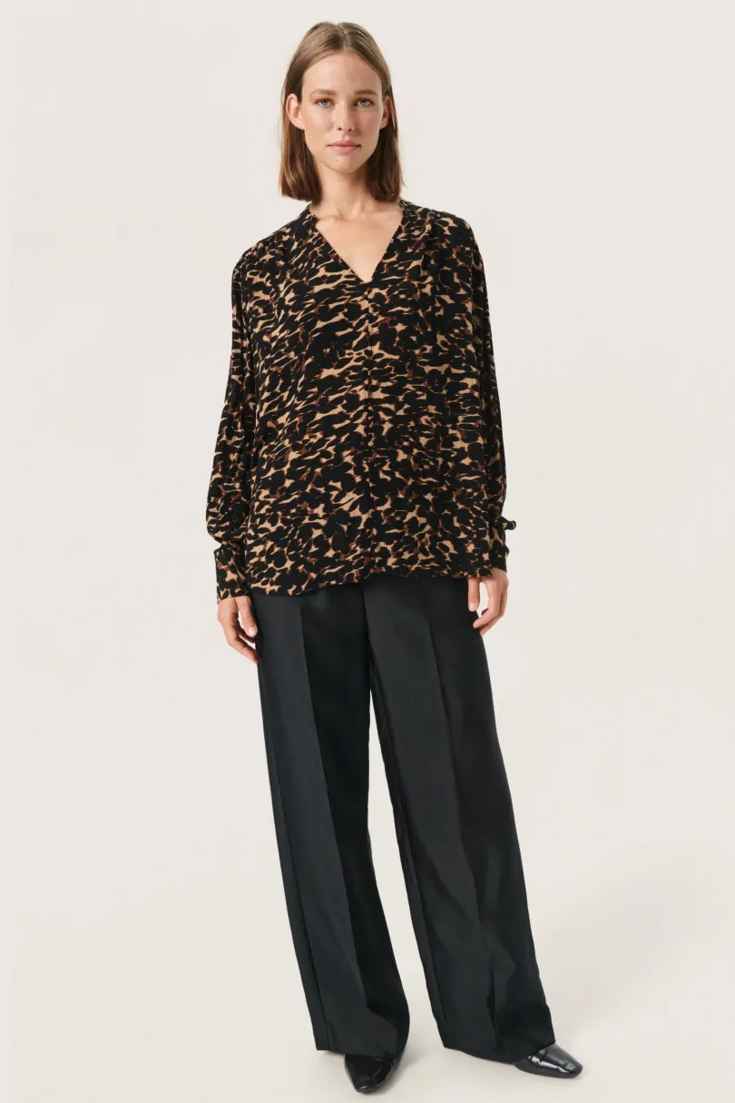 New Soaked in Luxury SLZaya Bluse Tiger´sEyeLeafPrint